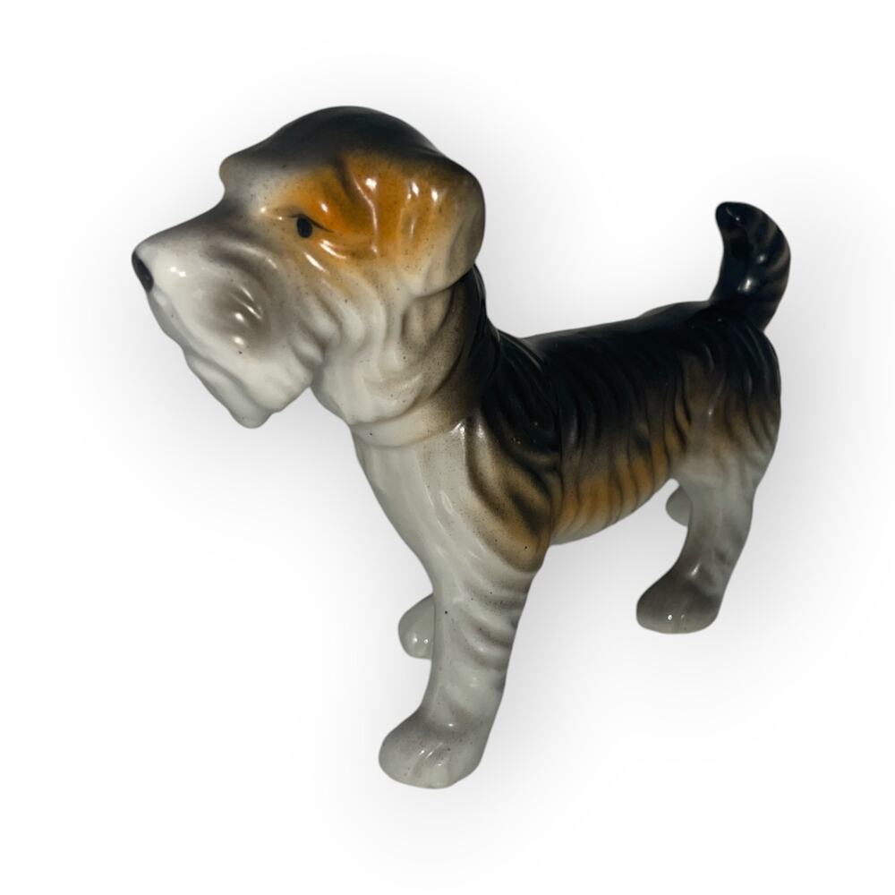 Vintage 1950s Porcelain Terrier Dog Figurine Made in Japan EUC
